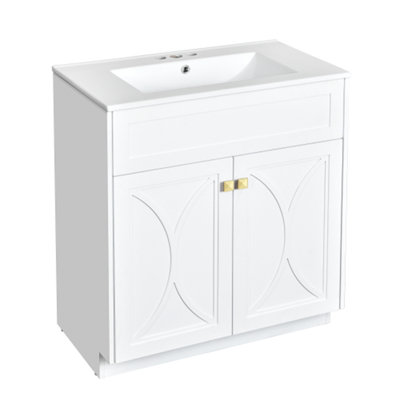 Ensemble de meuble-lavabo de 30 po avec lavabo en céramique pour la salle de bain