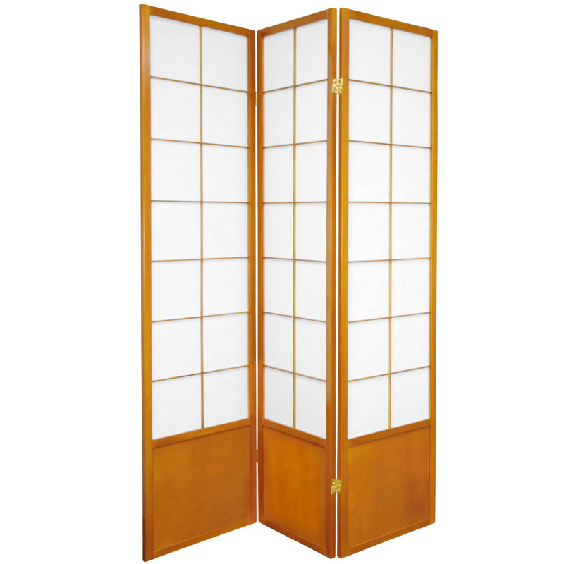 70.25" x 84" Asian Zen 6 Panel Room Divider, Honey, 3