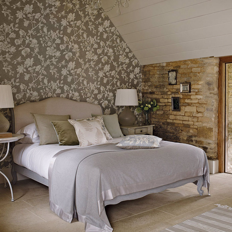 Magnolia & Pomegranate Wallpaper, Gray Blue/Parchment