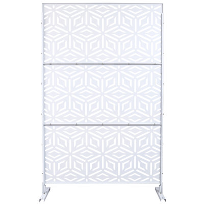 Clôture d'intimité 76 "H48" l 76 "- métal, pour terrasse de patio en métal blanc, patio, balcon décoratif
