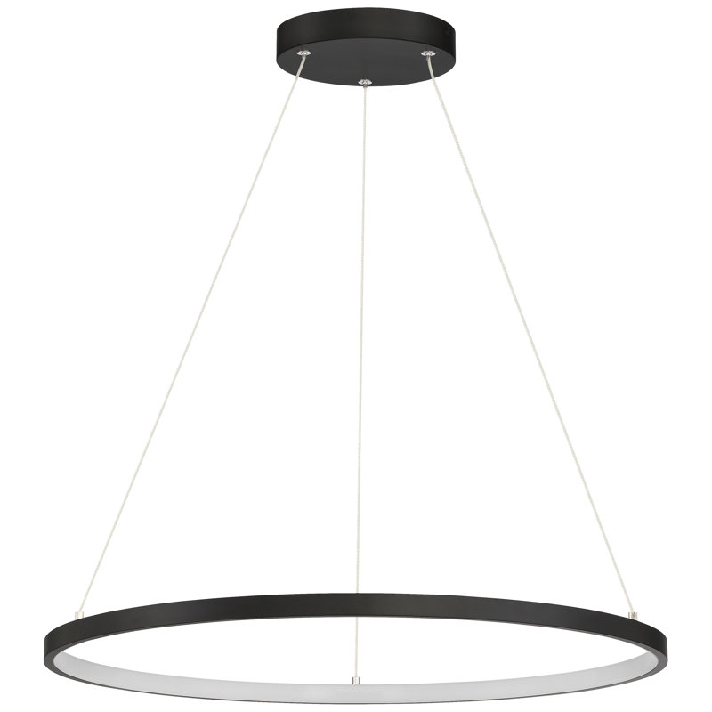 Boyu 1 - Light LED Unique/Statement Pendant, Matte Black, 0.75" H x 23.5" W x 23.5" D