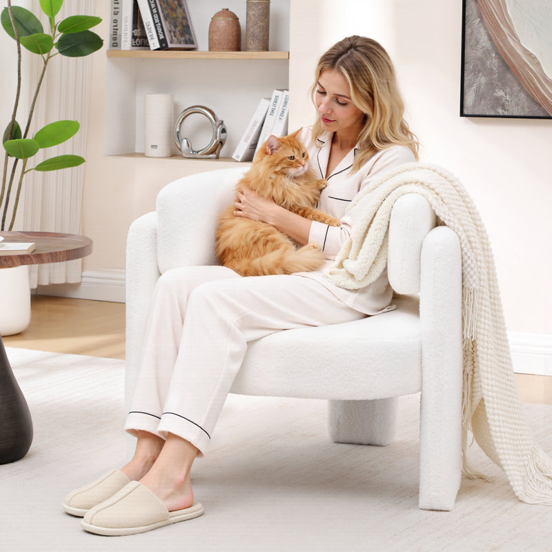 Fauteuil d'appoint demi-tonneau 31,5 po, Beige