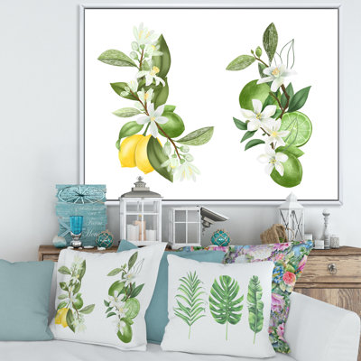 Bouquets de branches de citronnier en fleurs - Impression sur toile