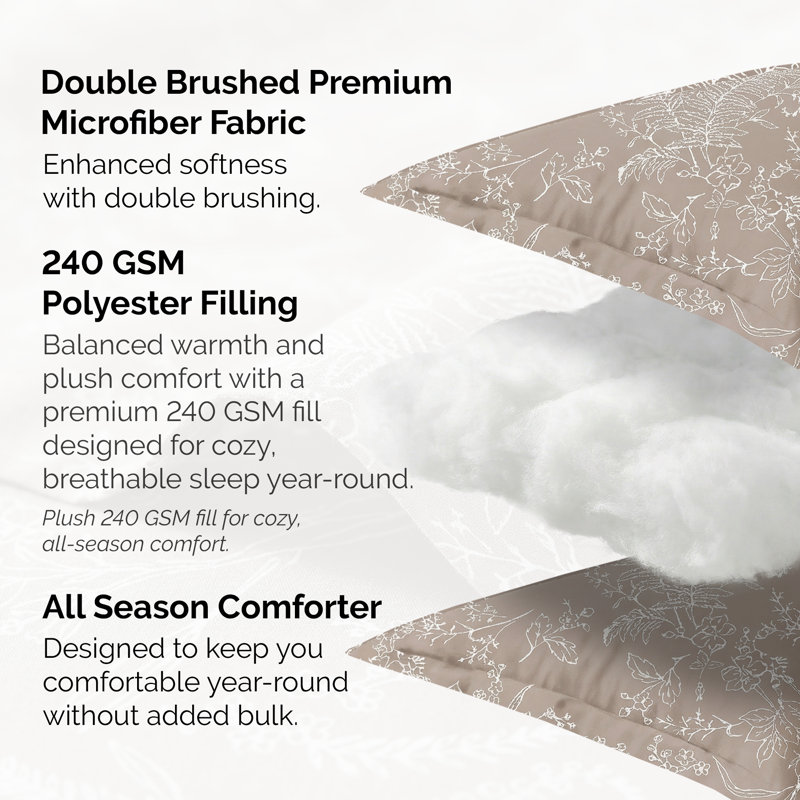 Winter Brush Reversible Comforter Set, Warm Sand, King Comforter + 2 Shams
