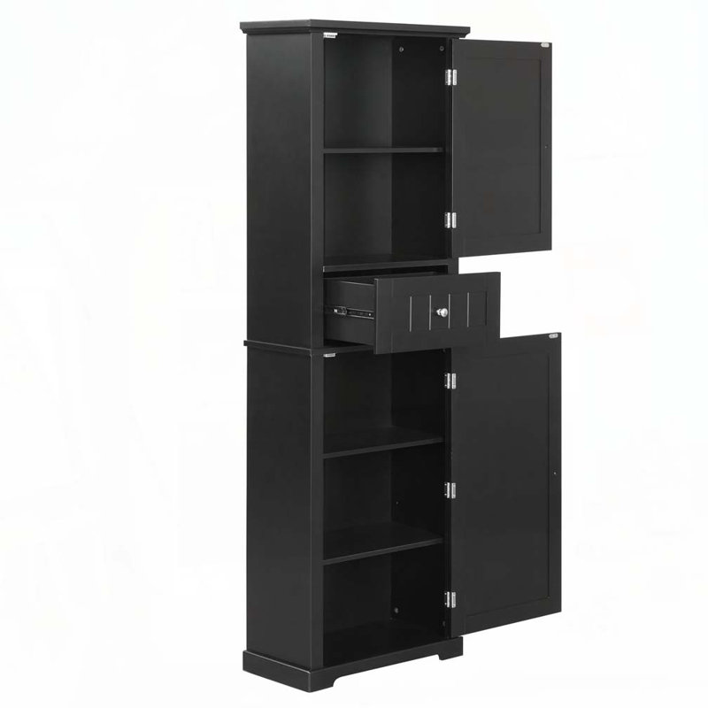 Armoire de rangement autoportante avec portes et tiroirs, tablette réglable