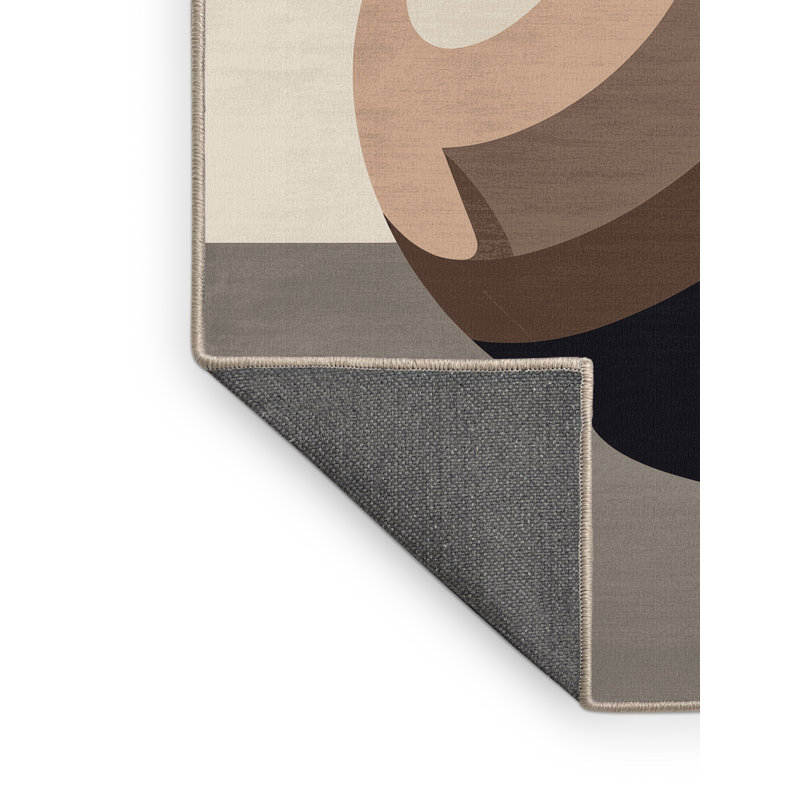 Soft Plush Northerly Blueberry Minimalist Area Rug in Grey – Beige Binding, 2x5