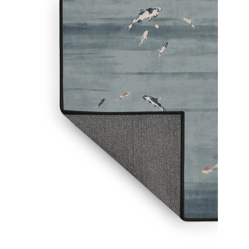 Tapis noir soyeux et moelleux, Rond 5 pi