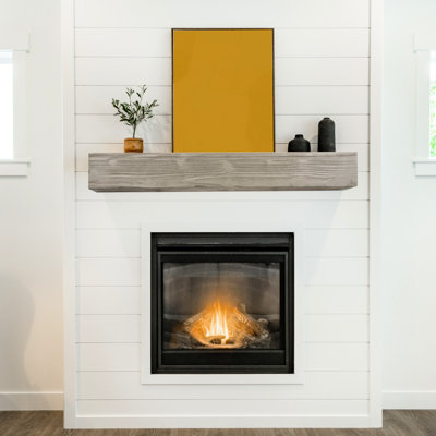 Décoration murale grise en bois rustique gris - 72 po et tablette flottante