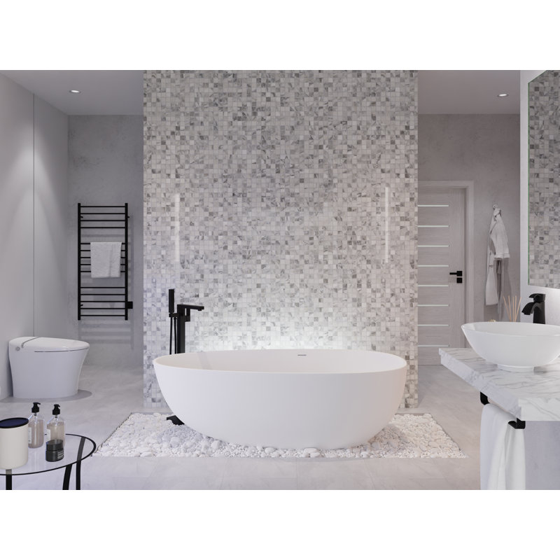 Fiume 66.875'' x 33.375'' Soaking Stone Bathtub