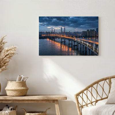 Art mural sur toile Gallery Wrap pour le salon, la chambre à coucher, le bureau ou le vestibule - décoration murale décorative avec pont de ville