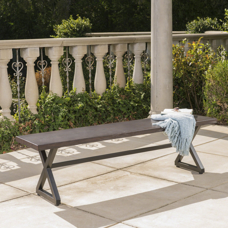 Banc de pique-nique en aluminium Bohra, Plateau brun / pied noir