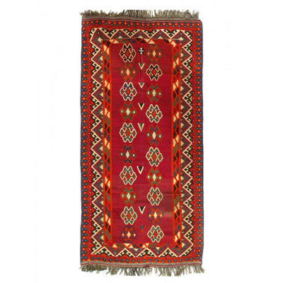 Enilda One-of-a-Kind 4'9'' X 9'11'' Flat Weave Area Rug Red , Black
