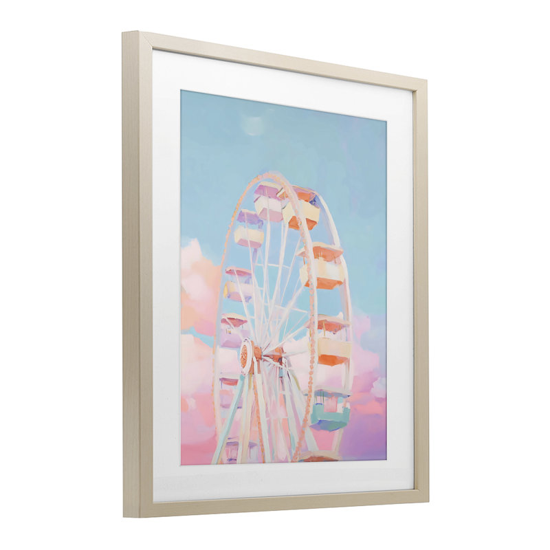 Grande roue et barbe à papa, impression encadrée sous verre, design par The Prints Vibe, 16 x 13