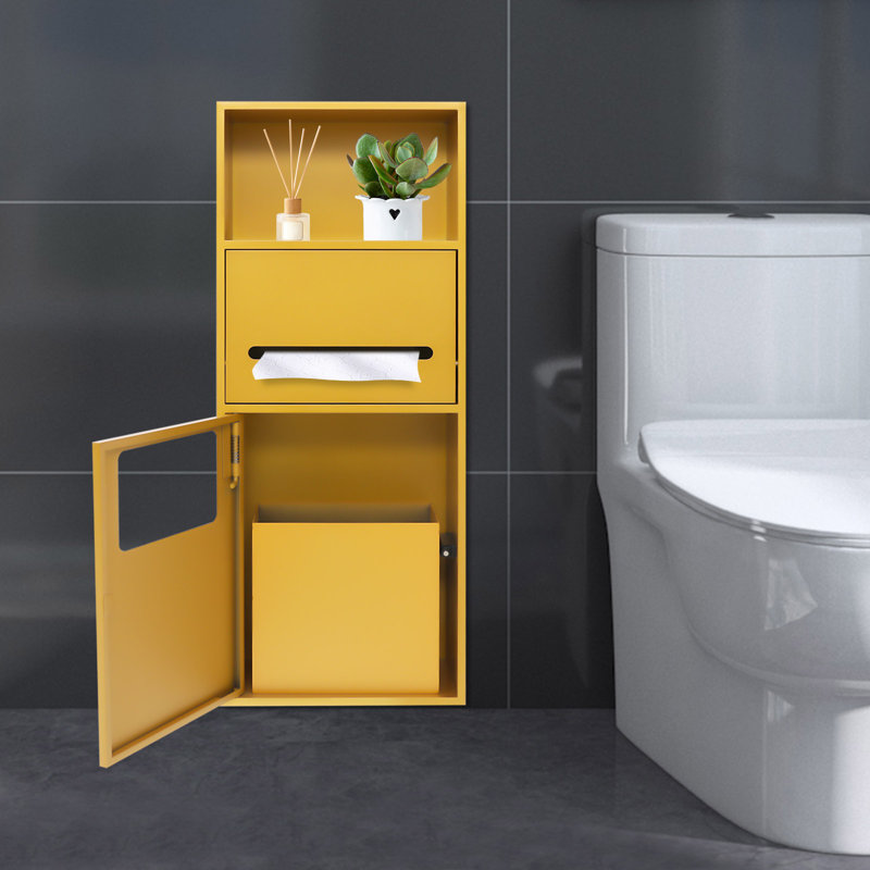 Shower Bathroom Trash Can, In-Wall Trash Bin Cabinet, Toilet Storage Cabinet, Gold