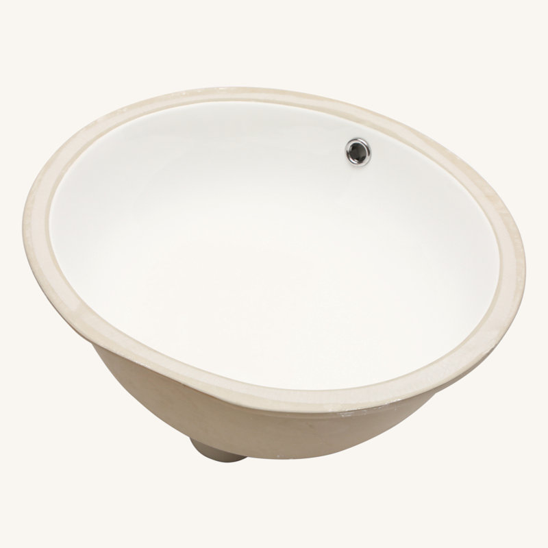 Ceramic Undermount Bathroom Sink – European Modern Arc Design, Overflow Function for Home/Office Bathroom