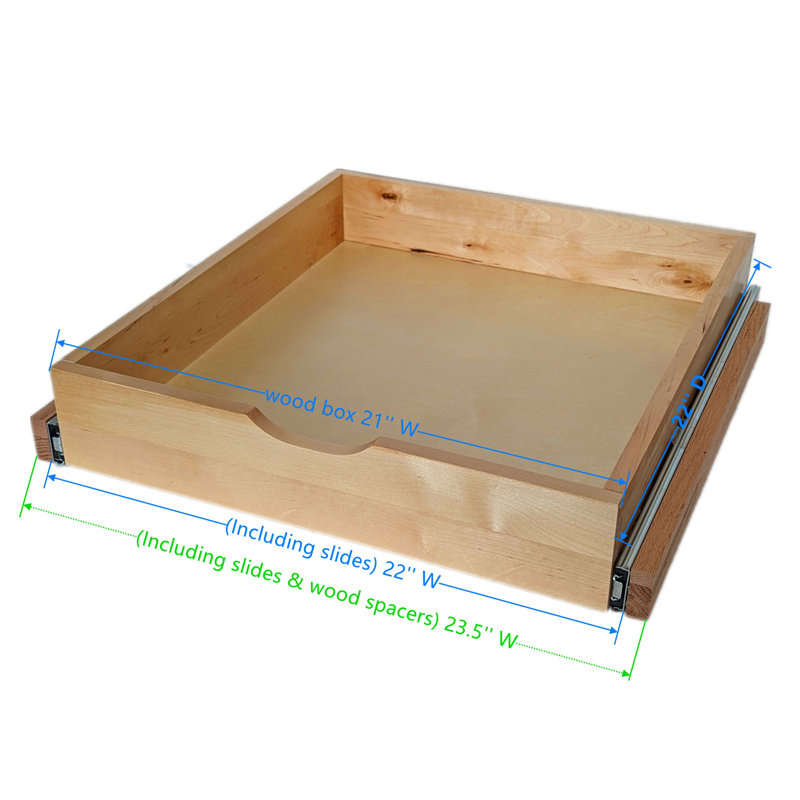 Ouverture de meuble de 53 cm (21 po) – Tiroir coulissant à fermeture amortie de 51 cm (20 po) de largeur x 56 cm (22 po) de profondeur