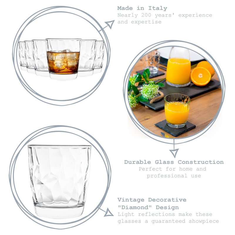 Diamond Water Glasses - 300ml, 6