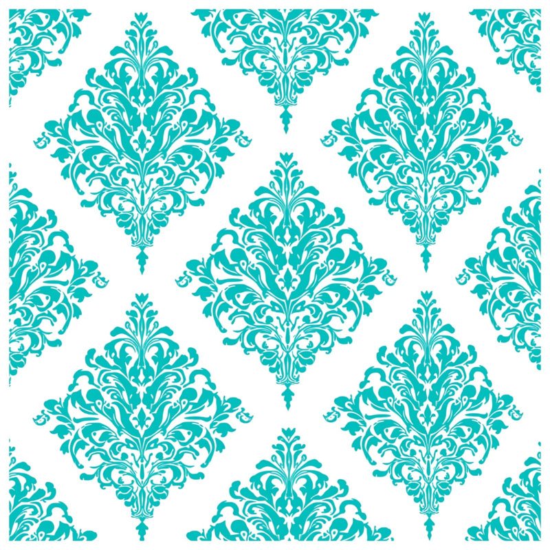 Turquoise Damask Pattern Quilted Bedspread All Sizes, Twin