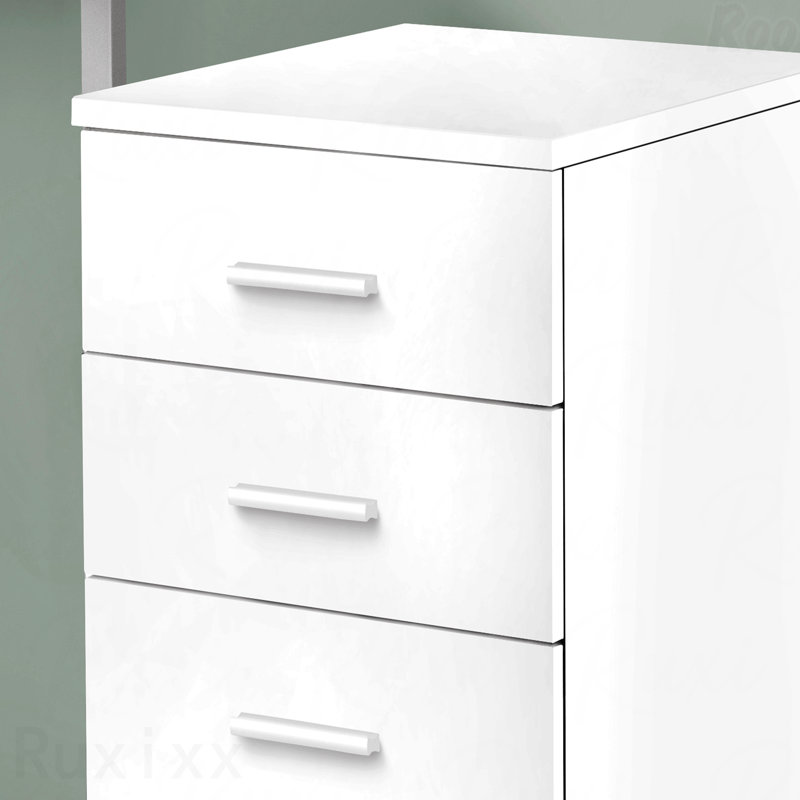 Classeur stratifié contemporain avec tiroirs de rangement et support pour imprimante, Blanc