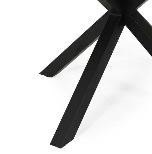 Table de salle à manger d'extérieur, plateau en teck et pieds en métal noir