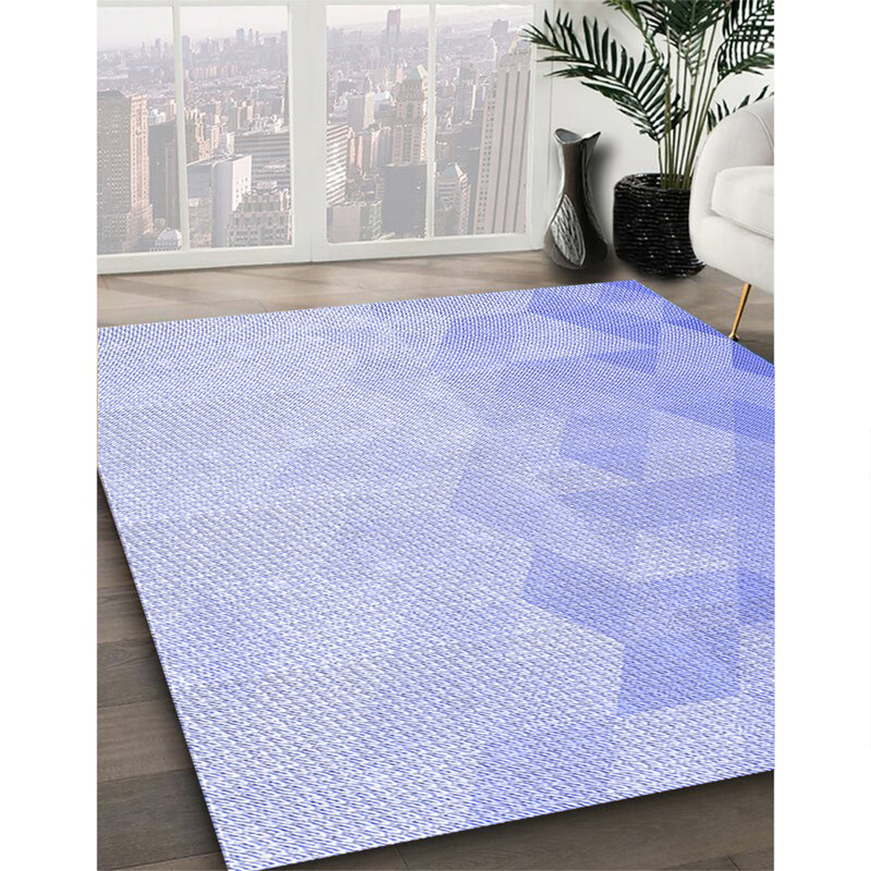 Tapis 100% à motifs lavables à la machine 2989 Pat3805 BLU, Carré 8 pi