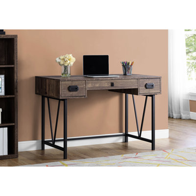 48"l Computer Desk In Brown Laminate And Metal, With Storage Options For Home Office Productivity Metal Legs, 48"l, A Streamlined