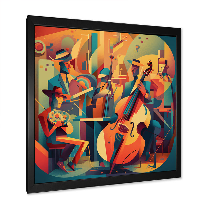 Jazz Band Performance II - impression, Cadre photo noir, H 16 po x l 16 po x P 1 po