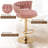 George Set of 2 Bar Stools with Woven Velvet Upholstered Backrest, Height Adjustable Counter Stools, Swivel Kitchen Stools for Kitchen Island, Bar, Pink-525249086-525249085