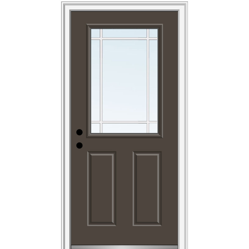 Porte d'entrée Prairie Prairie, H 81,75 po x l 33,5 po x P 4,56 po, Droite / vers l'intérieur, Brun