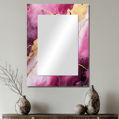 Pink and gold Marble Essence II - Modern Wall Mirror