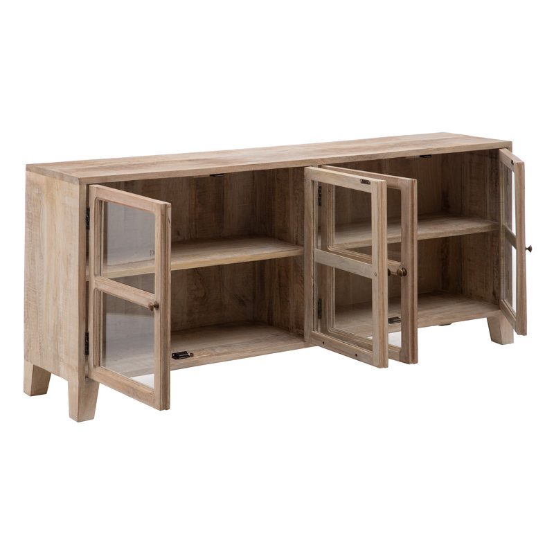 Suzan 406.4cm Solid Wood Sideboard,  Worn White