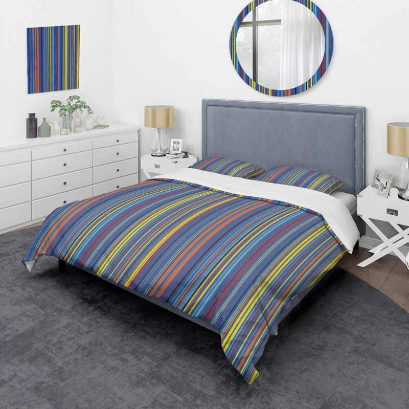 Ensemble de housse de couette en microfibre bleu / jaune 3 pièces