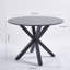 Table de salle à manger de 42,1 po de style Mid-Century pour 4 à 6 personnes avec plateau rond en MDF, table de salle à manger à piédestal, table basse de loisirs, pieds croisés-960790019