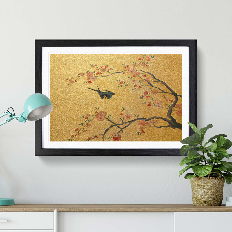 Flying Bird by Cui Bai - Picture Frame Painting Print, 48cm H x 65cm W x 2cm D, Black Framed
