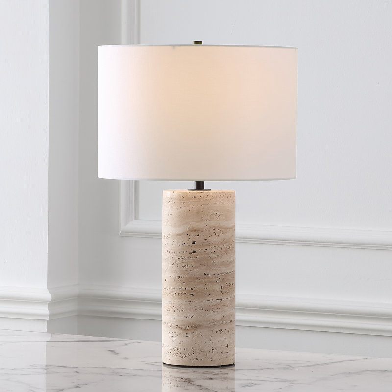 Angileh Travertine Table Lamp, Light Brown
