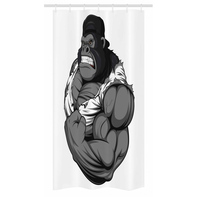 Black and White Gorilla Cartoon Fabric Shower Curtain