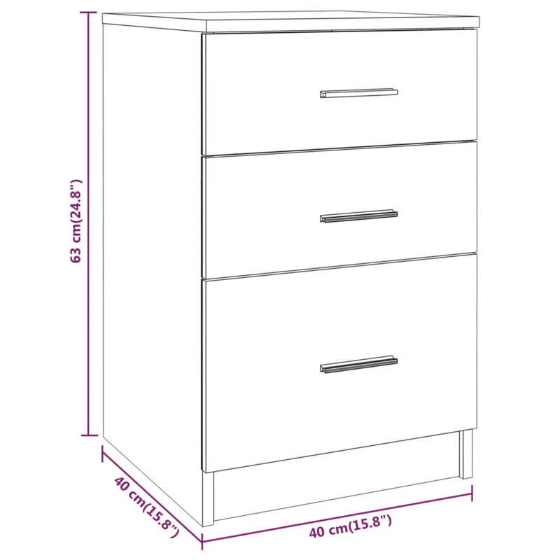 Ivelyn 40cm W Manufactured Wood Bedside Table, Concrete Grey