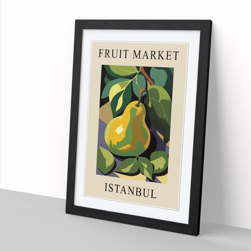 Pear Istanbul Fruit Market Exhibition 1 Piece Single Picture Frame Wall Art, 64cm H x 46cm W x 2cm D