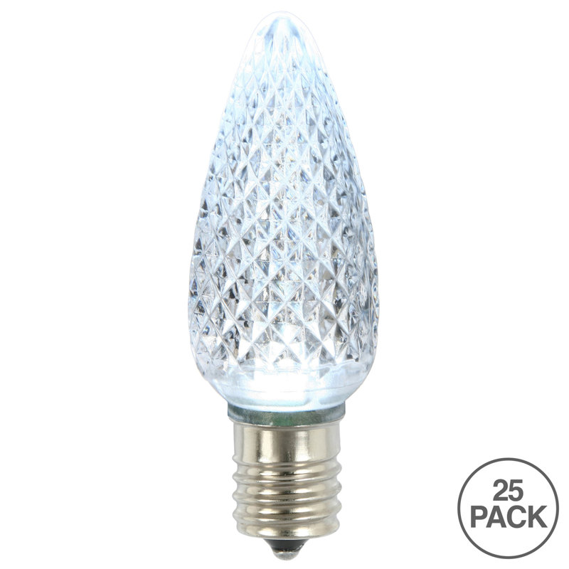 Vickerman C9 LED Cool White Faceted Twinkle  Replacement Bulb, 120V,  .96 Watts, 25 Bulbs Per Pack