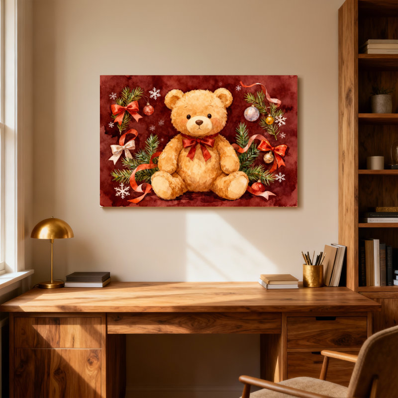 Imprimé décoratif de Noël ours en peluche de Noël, H 16 po x l 24 po