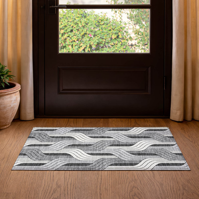 Premium Machine Washable Mayfield AMF2422 Striped Rug, Ivory, 2'6" x 3'10"