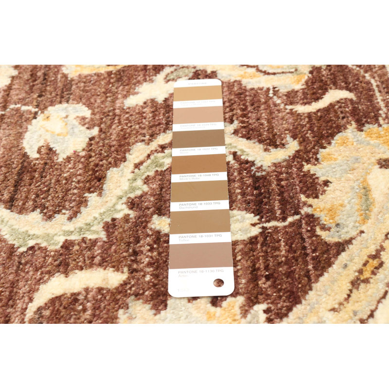 Tapis brun foncé / rose en laine noué à la main de conception unique 4 pi 1 po nouvel âge Staunton