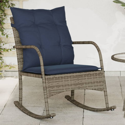 Winston Porter Patio Rocking Chair With Cushions Gray Poly Rattan by Winston Porter