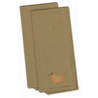 Serviette de cuisine à thé brodée terrier norfolk