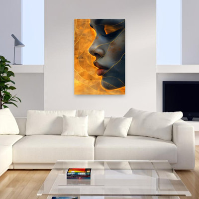 «Serene Golden Profile Elegant Contemporary», art mural