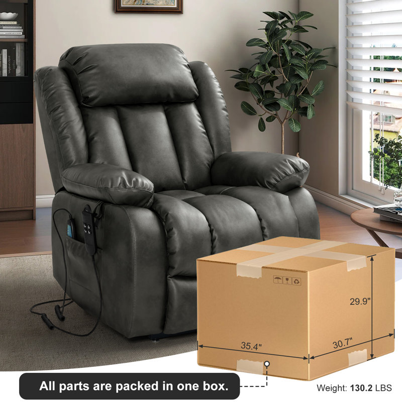 Saidee Lay Flat Dual Motor Power Lift Recliner Chair with Vibrating Massage and Heating, Infinite Position, 2 Remote Control, and Side Pockets, USB Ports, Faux Leather