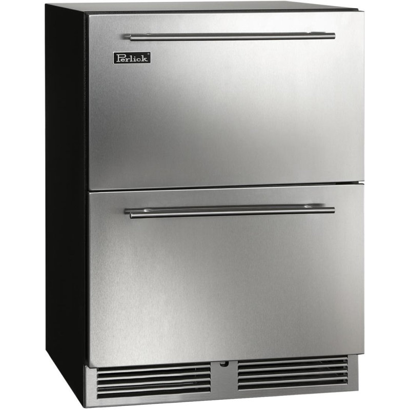 Perlick 24'' W Built-In Mini Fridge, Black/Silver