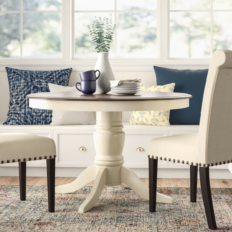 Alyssha Round Solid Wood Dining Table, Antique White