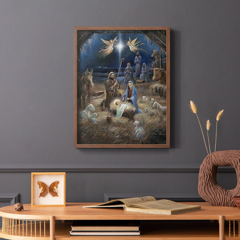 «Silent Night», reproduction encadrée - bois massif, H 28 po x l 22 po, Brun
