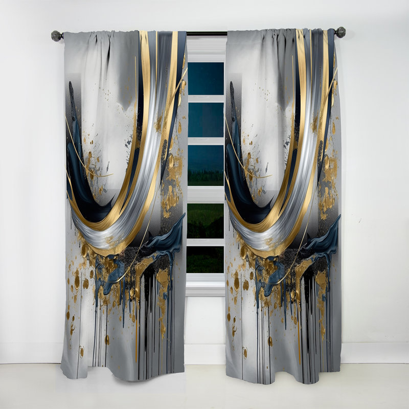 Shape And Lines Abstract Marble V - Rideau en velours moderne - obscurcissant - 1 panneau, L 52 po x L 84 po